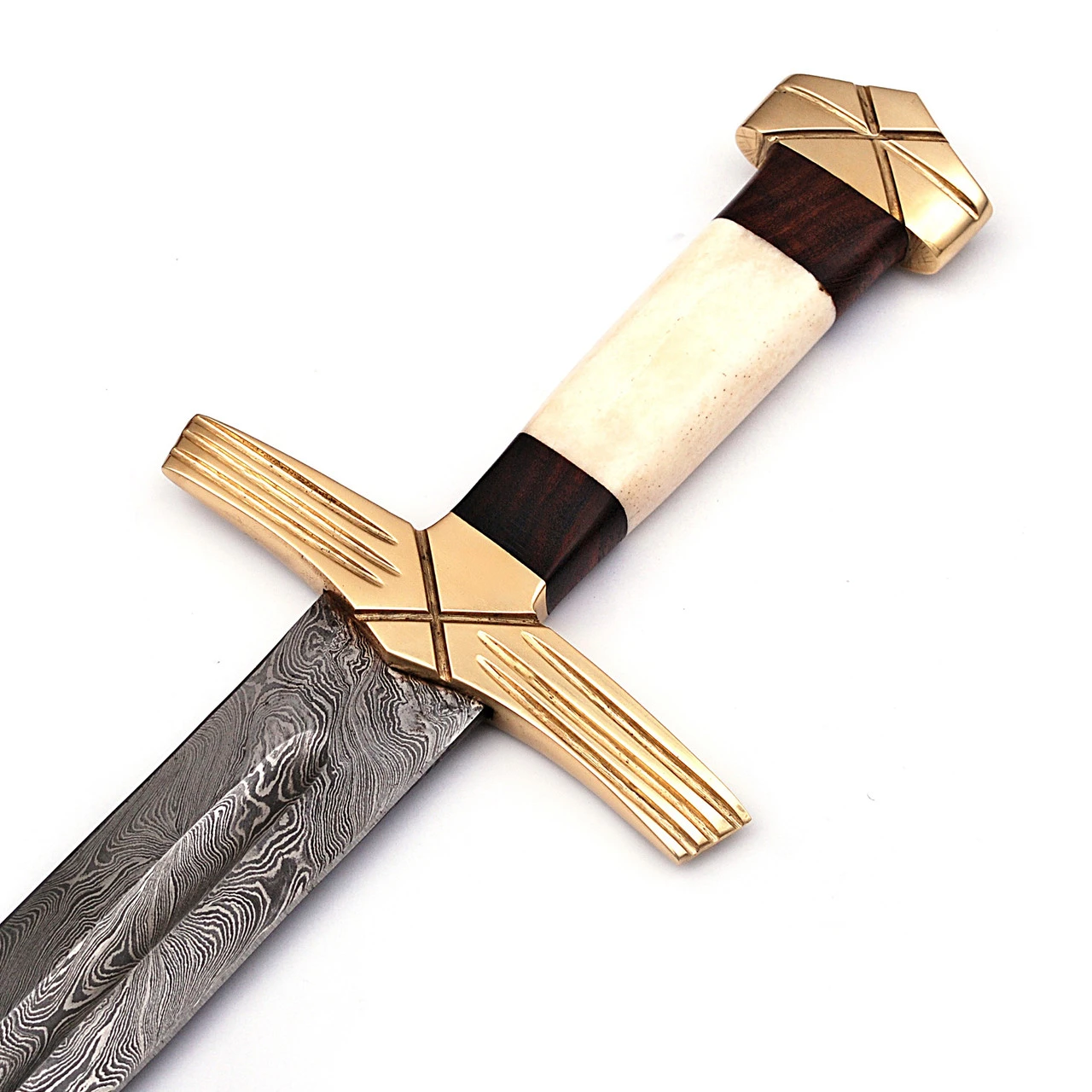 Formidable King Pattern Welded Damascus Steel Viking Sword - Image 5