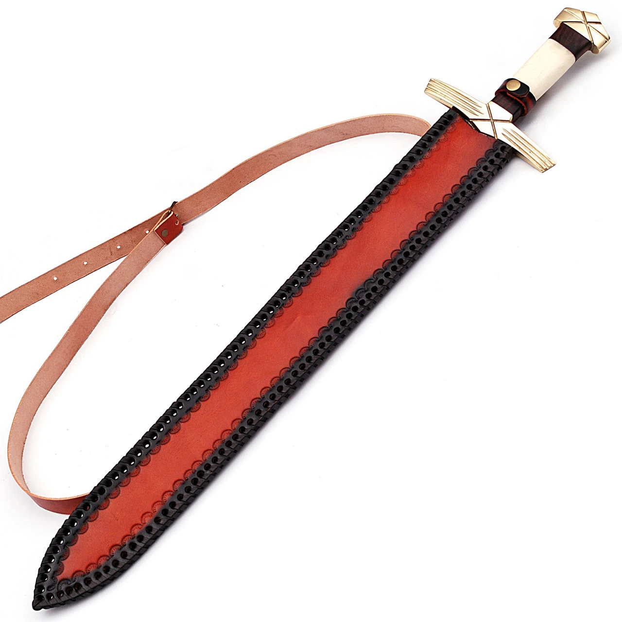 Formidable King Pattern Welded Damascus Steel Viking Sword - Image 3