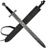 Devoted Guidance Medieval Inspired Full Tang Hand Forged Damascus Steel Templar Sword W/ Genuine Leather Sheath