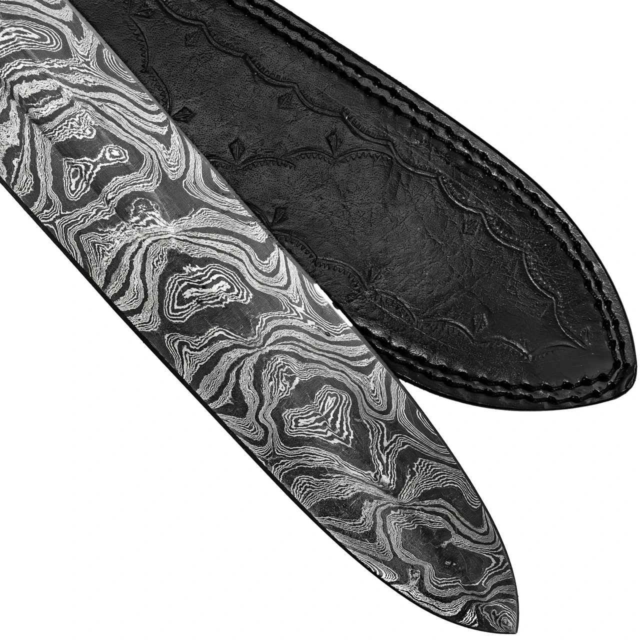 Devoted Guidance Medieval Inspired Full Tang Hand Forged Damascus Steel Templar Sword W/ Genuine Leather Sheath - Image 3