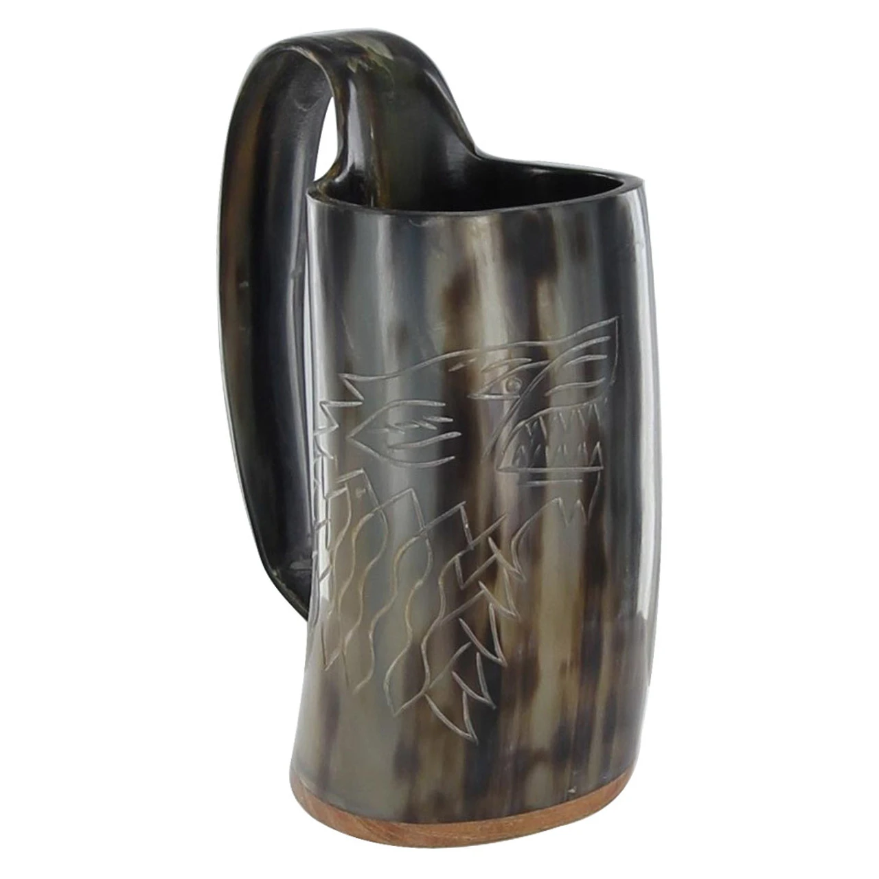 Norse Viking Tankard Fenrir Engraved Drinking Horn Mug - Image 2