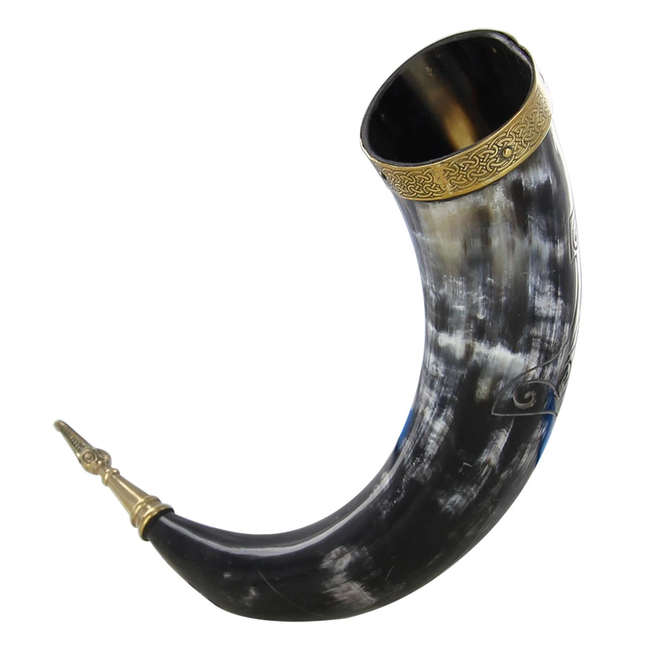 Viking Norse Drinking Horn Hand-carved Mjolnir Design - Image 4