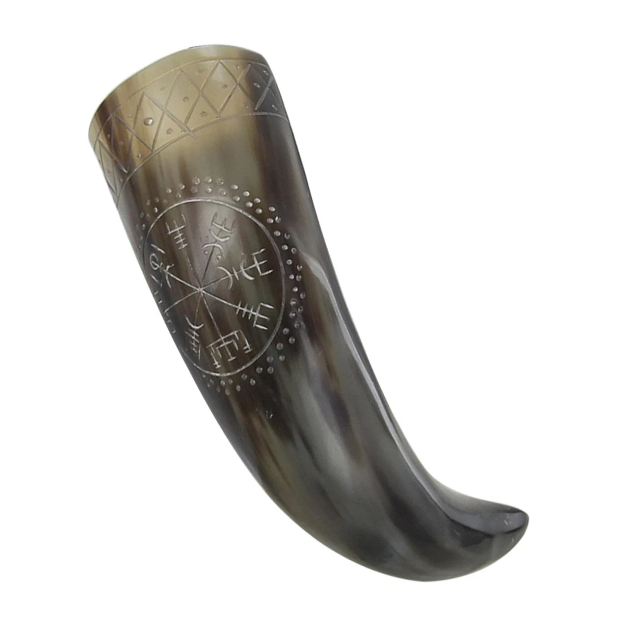 Norse Era Icelandic Vegvisir Engraved Drinking Horn - Image 3