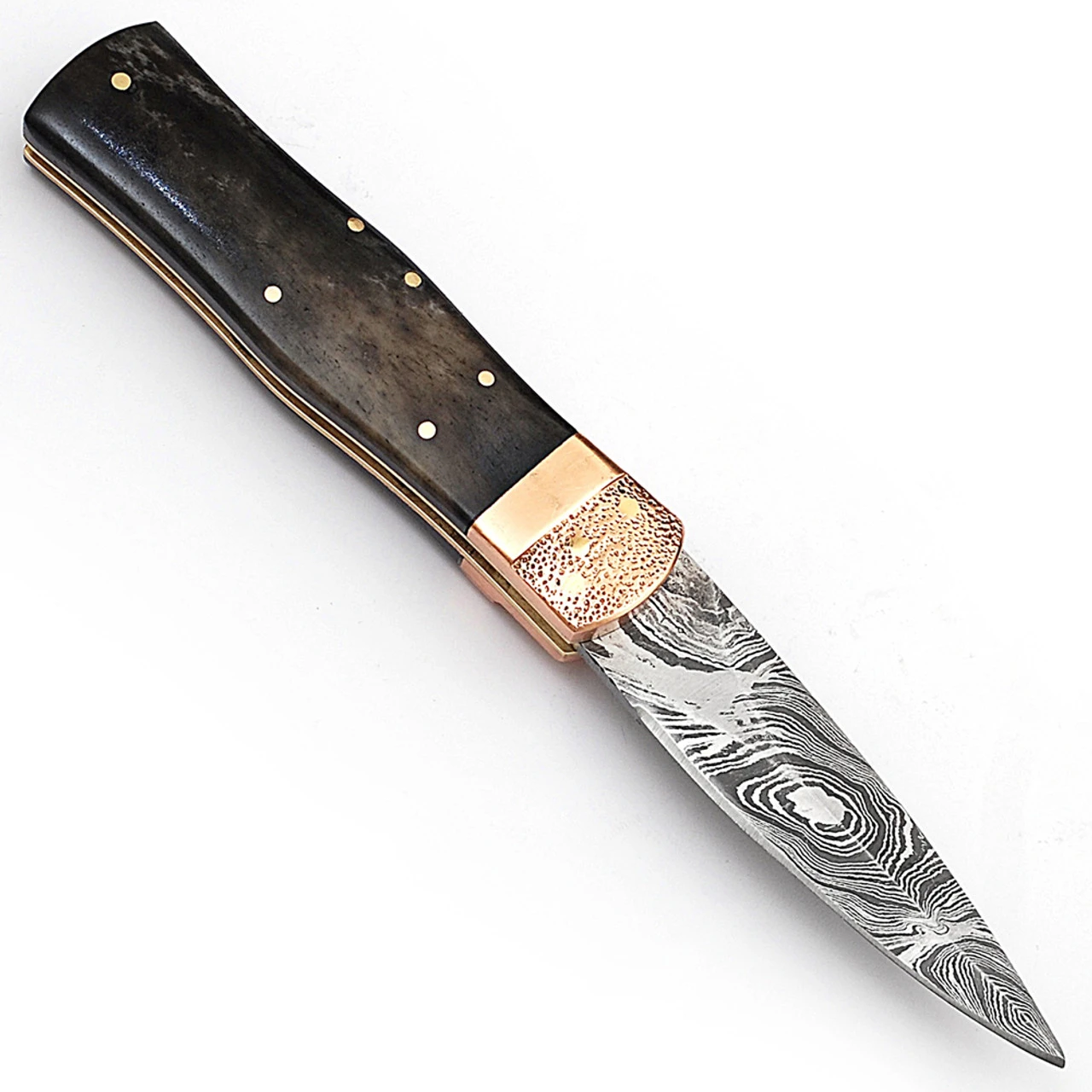 Damascus Steel Black Abyss Lever Lock Knife - Image 2