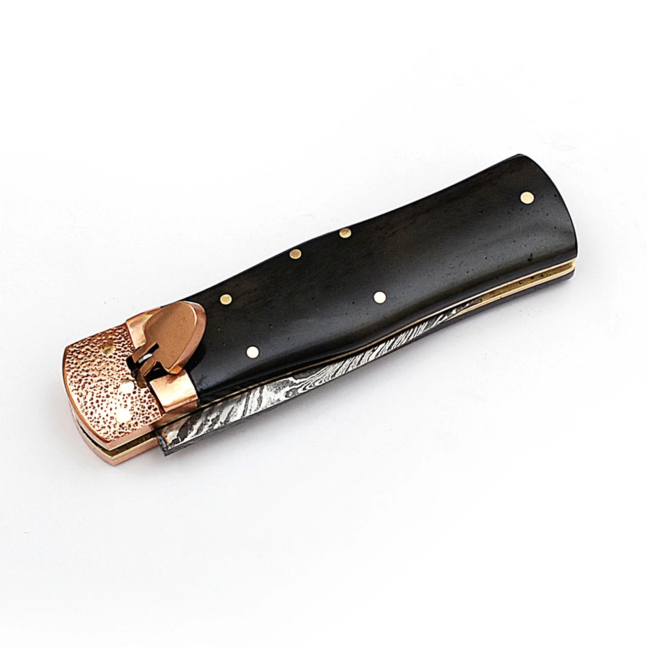 Damascus Steel Black Abyss Lever Lock Knife - Image 4