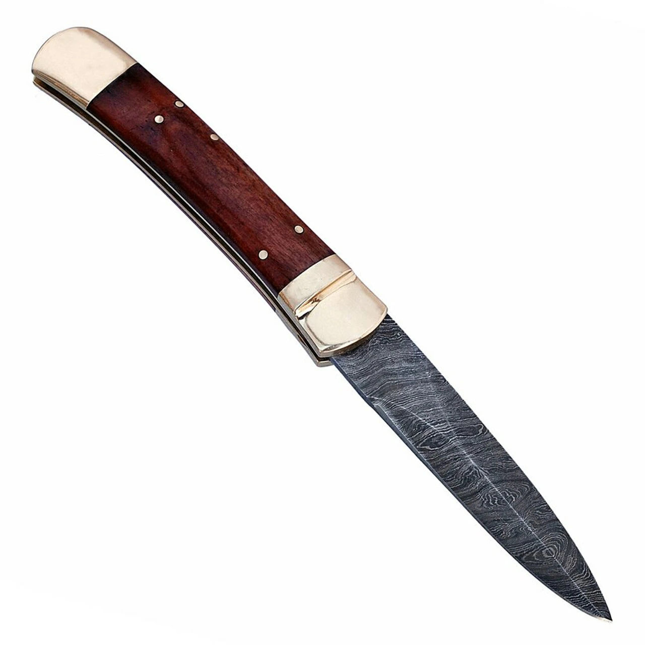 Damascus Lever Lock Death Toll Auto Knife - Image 3